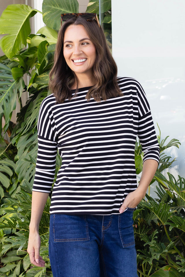 Josette Black Stripe Bamboo Top