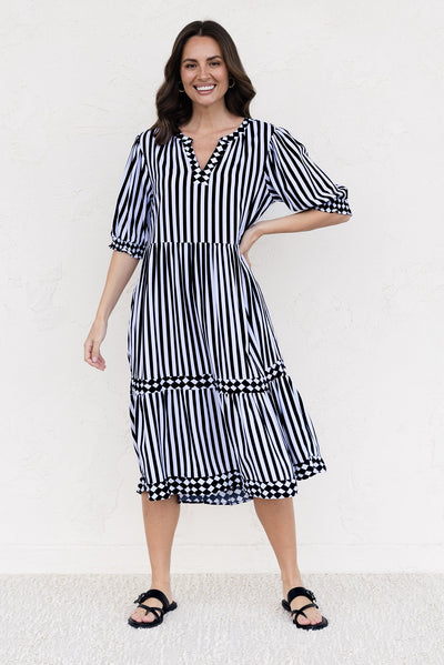 Harlequin Black Stripe Pocket Dress