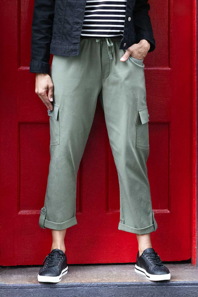 Cindy Sage Denim Cargo Pants