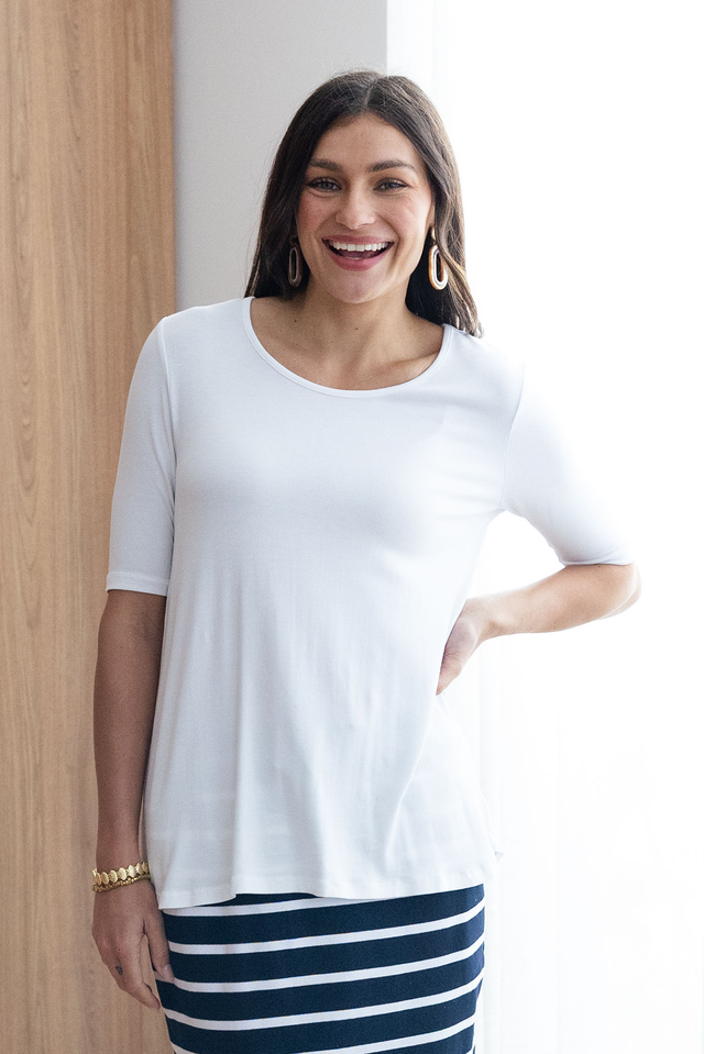 Nicky White Half Sleeve Top