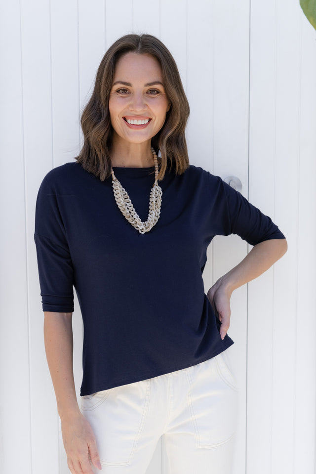 Camila Navy Bamboo Top