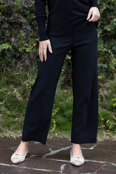 Marine Black Straight Leg Pants,Lifestyle