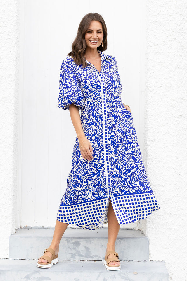 Eri Blue Fern Tie Dress