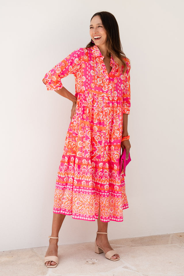 Jasper Pink Mosaic Cotton Maxi Dress