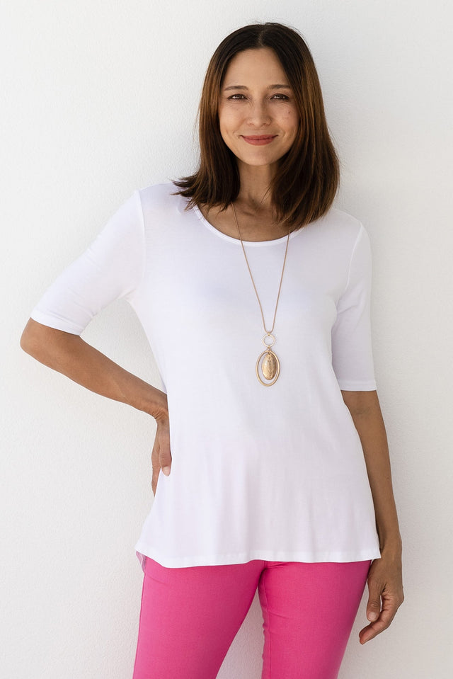 Nicky White Half Sleeve Top,Lifestyle