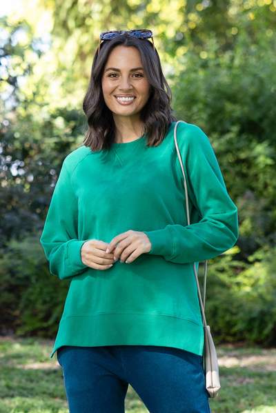 Melbourne Green Cotton Crewneck Sweatshirt