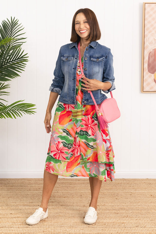 Nala Pink Hibiscus Layers Dress