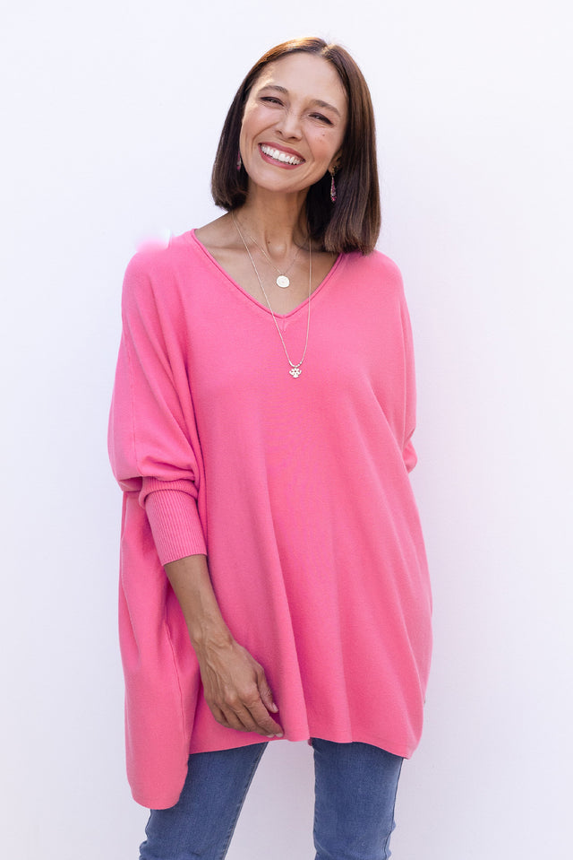 Nastia Hot Pink Wool Blend Jumper