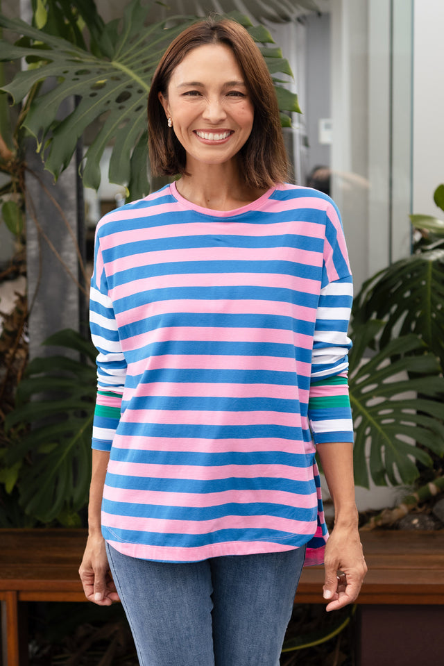 Taffy Blue Stripe Cotton Long Sleeve Tee