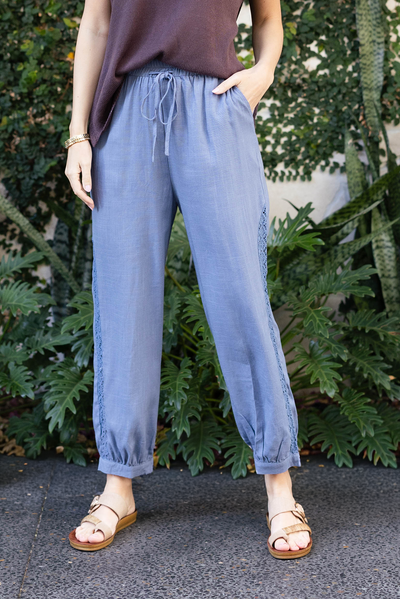 Beretta Steel Lace Linen Blend Pants