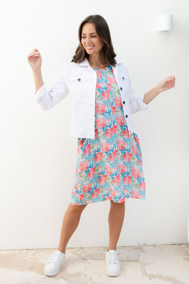 Lilibet Pink Flower Cotton Pocket Dress