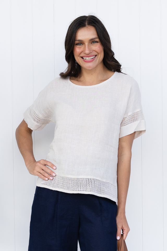 Corinna Natural Linen Top,Lifestyle