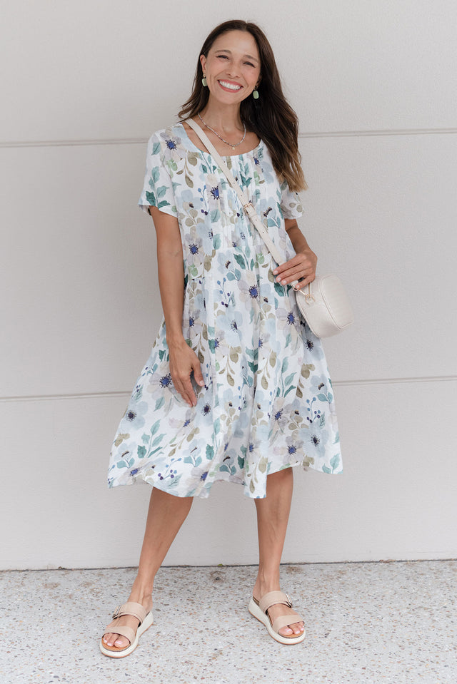 Murano Blue Flower Cotton Dress