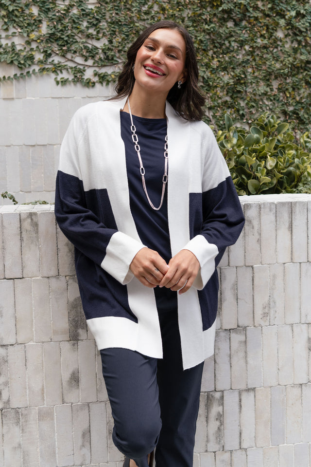 Chase Navy Contrast Knit Cardigan