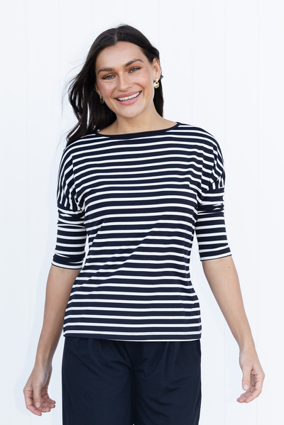Josette Black Stripe Bamboo Top