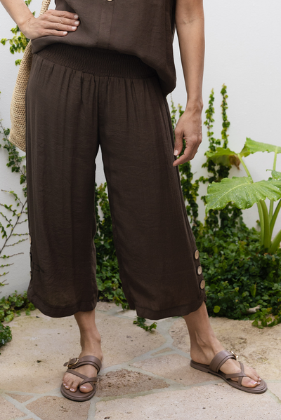 Lettie Chocolate Button Pants
