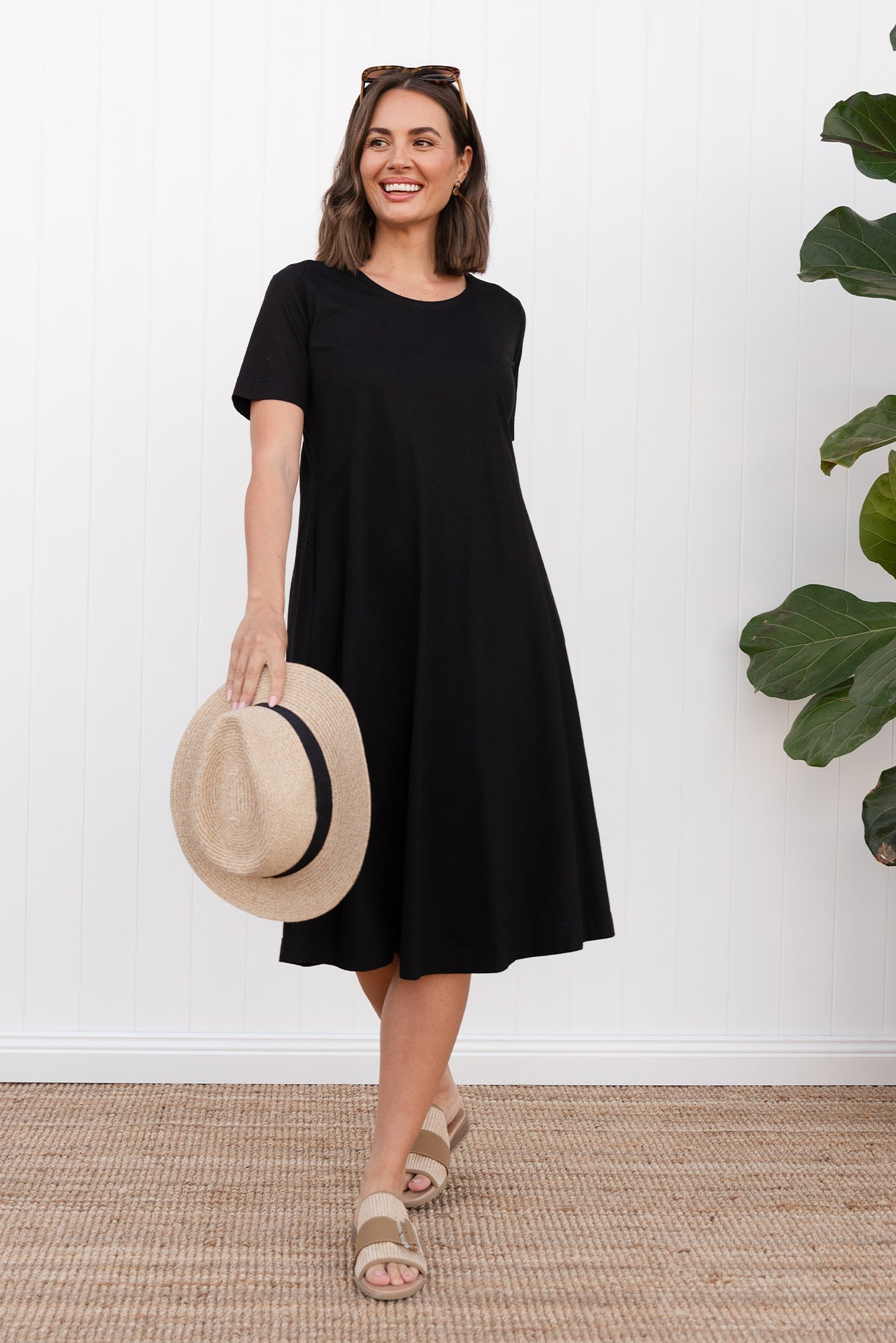 Mandy Black Cotton Tee Dress main image 1