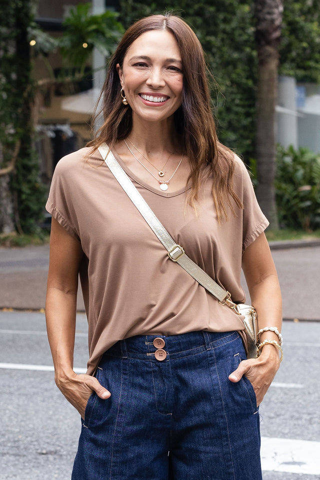 Jenner Mocha V Neck Tee image 1