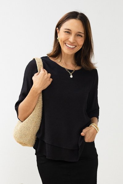 Liora Black Layered Top