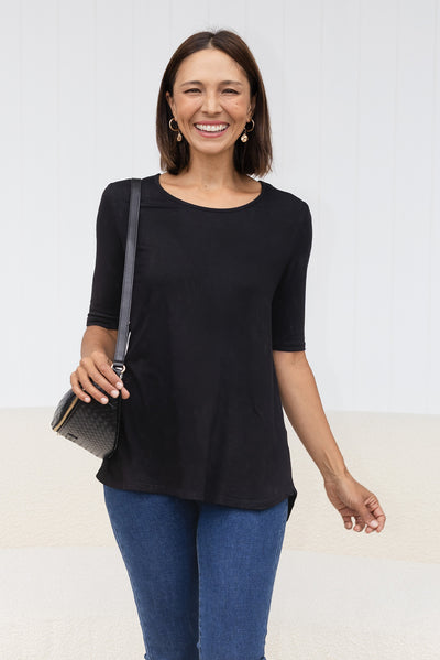 Maya Black Half Sleeve Tee