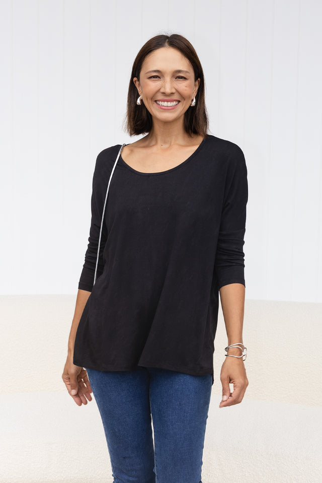 Black Milan 3/4 Sleeve Top