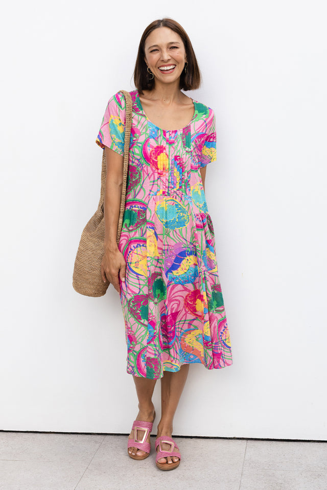 Murano Pink Tropical Cotton Dress image 1