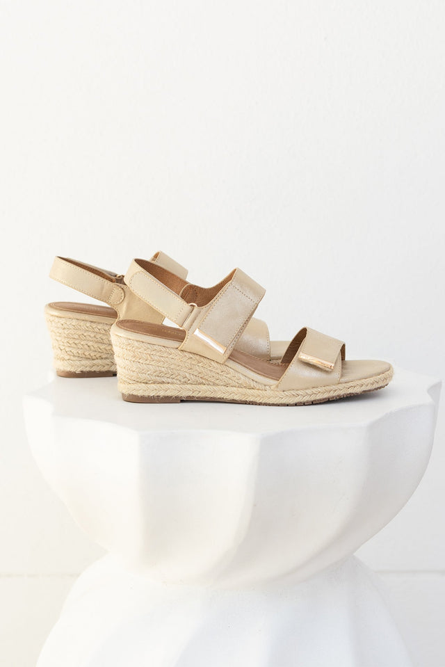 Teach Champagne Espadrille Velcro Wedge,Lifestyle