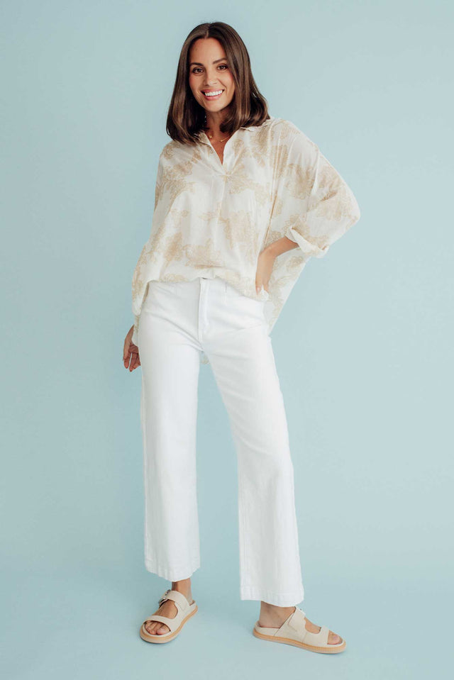 Retro White Wide Leg Jeans image 1