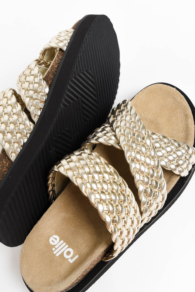 Rhode Gold Leather Woven Slide image 4