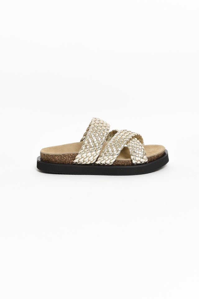 Rhode Gold Leather Woven Slide image 2