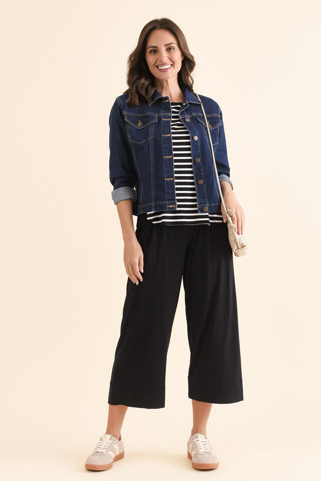 Rhodes Black Bamboo Wide Leg Pants,Full Body,Brunette model,alt text|model:MJ image 2