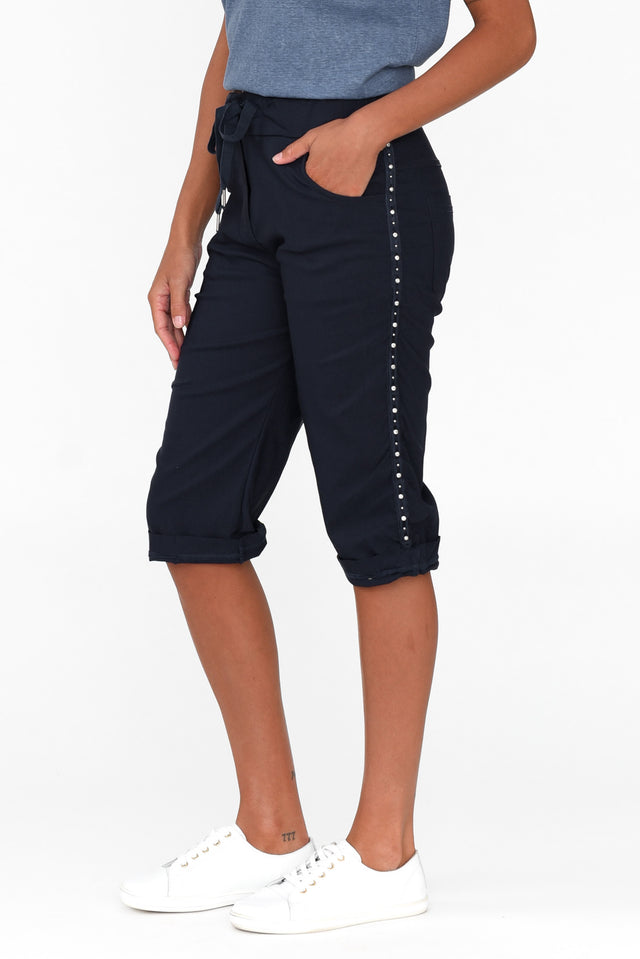 Rhonda Navy Embellished Shorts