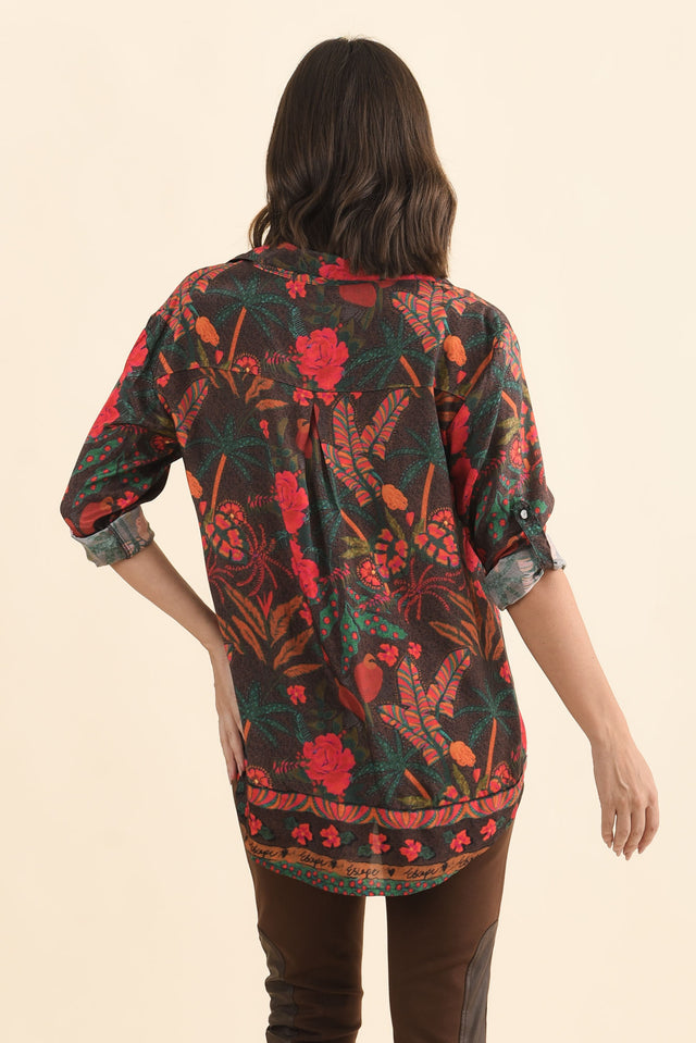 Ricky Red Jungle Button Shirt,Brunette model,alt text|model:MJ image 5