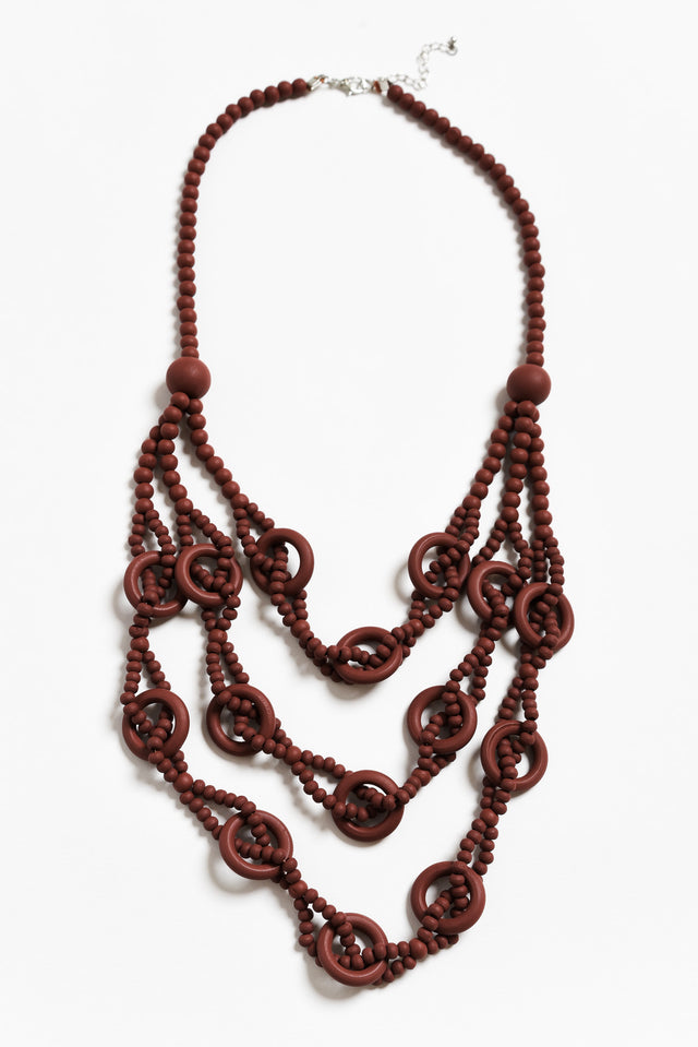 Riina Maroon Beaded Necklace
