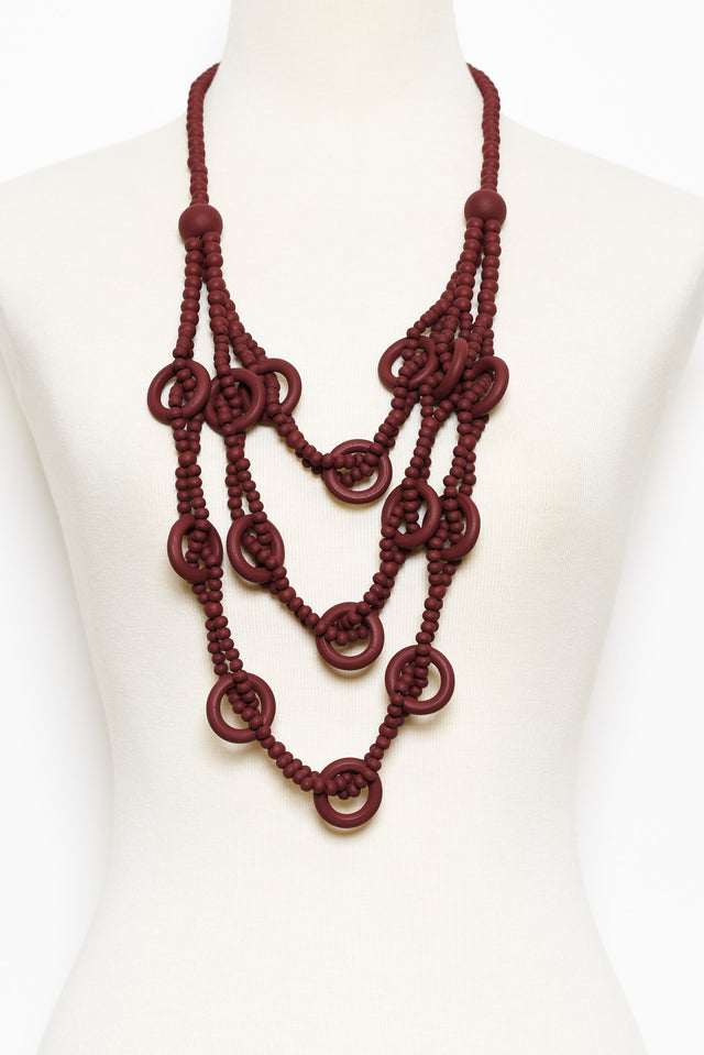 Riina Maroon Beaded Necklace