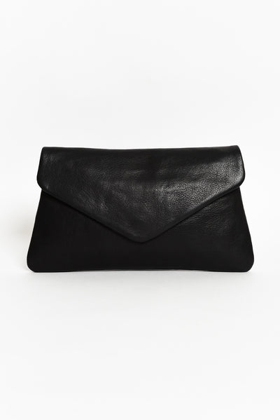 Riley Black Leather Clutch