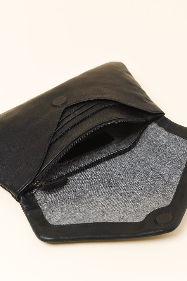 Riley Charcoal Leather Clutch image 3
