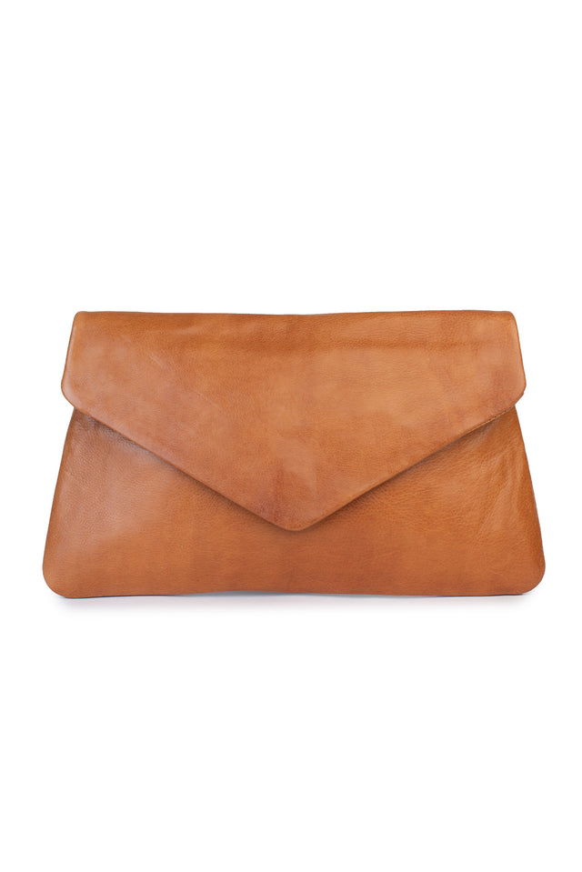 Riley Tan Leather Clutch