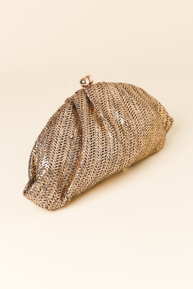 Rita Bronze Woven Clutch
