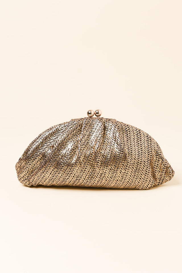 Rita Bronze Woven Clutch image 1