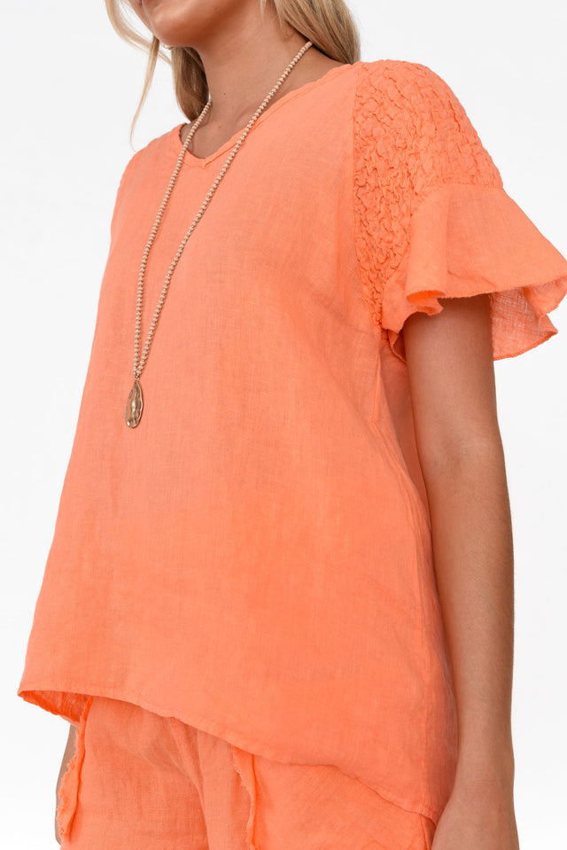 Rivia Orange Linen Top