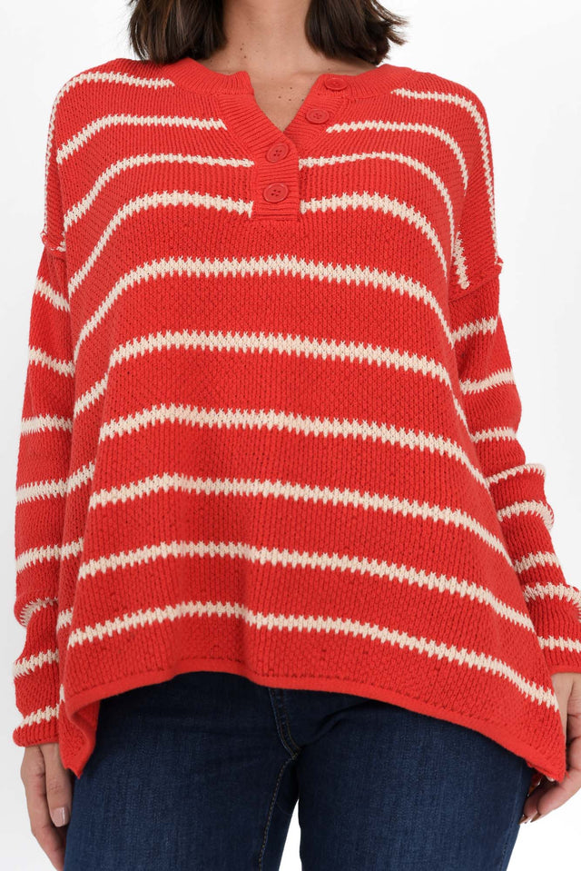 Rizzo Red Stripe Knit Jumper image 5