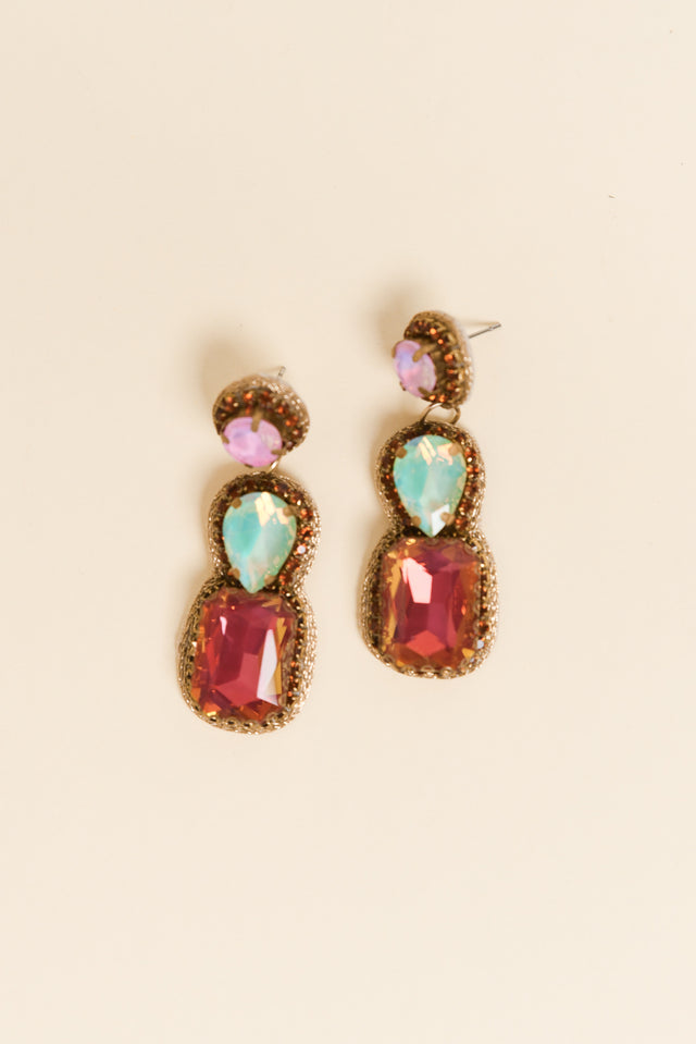 Robbie Pink Tiered Drop Earrings