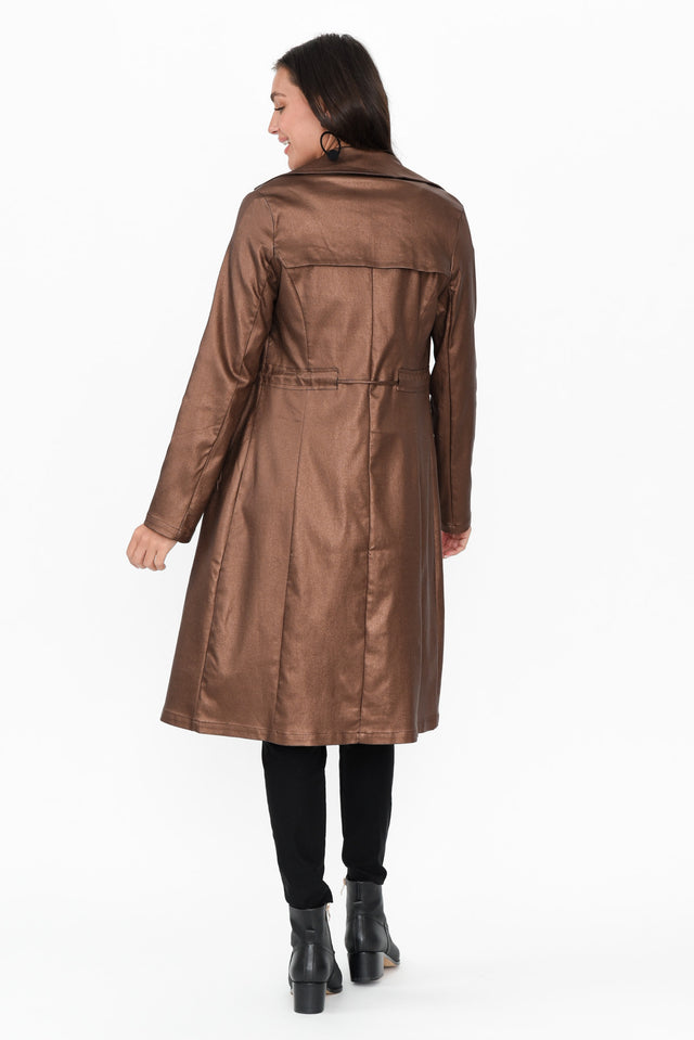 Rois Bronze Faux Leather Trench Coat image 4
