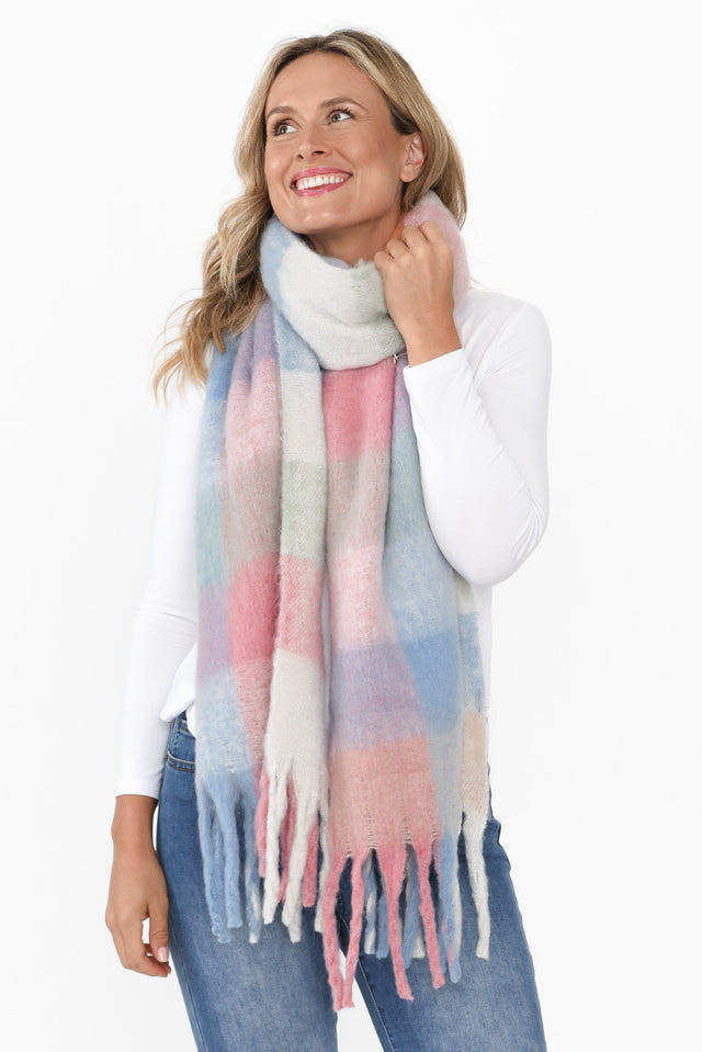 Rois Pink Check Scarf