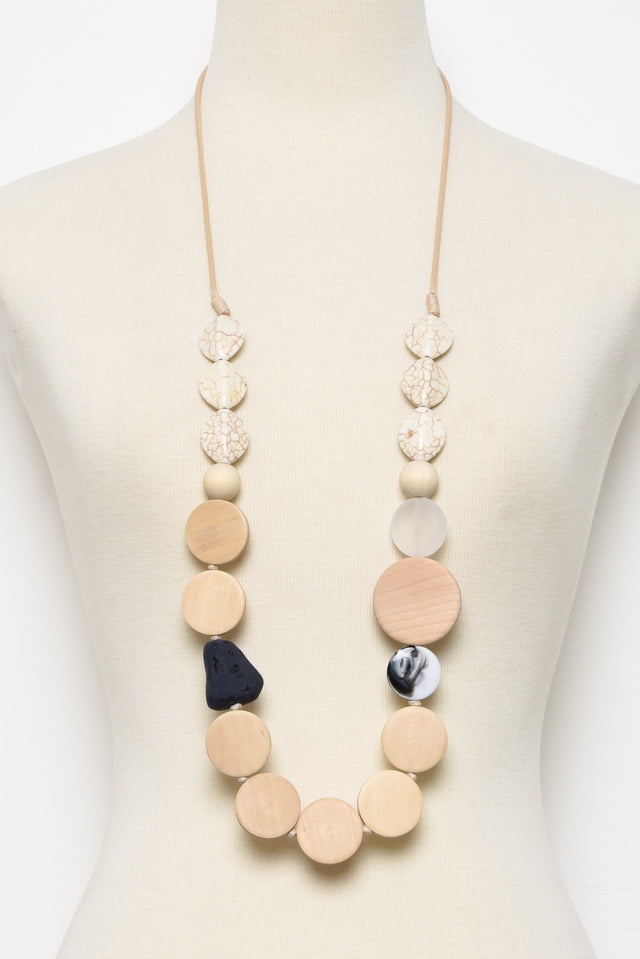 Roisin Natural Wood Beaded Necklace