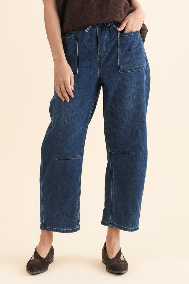 Rome Dark Blue Denim Barrel Jeans image 1
