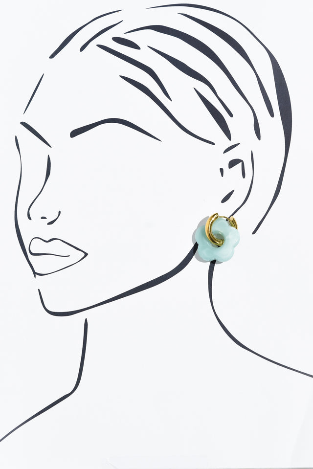 Rosalie Aqua Flower Hoop Earrings image 2