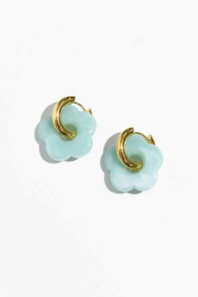 Rosalie Aqua Flower Hoop Earrings image 1