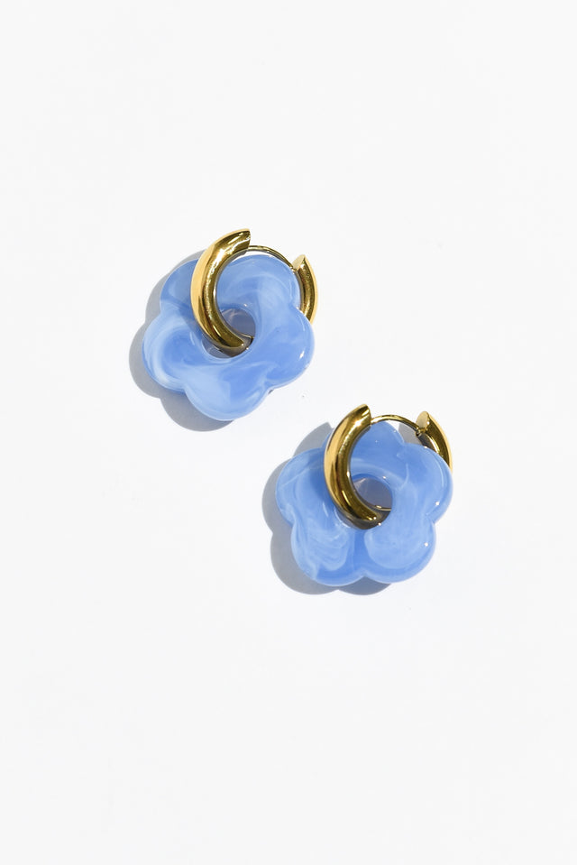 Rosalie Blue Flower Hoop Earrings image 1